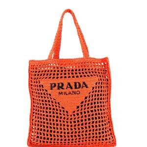 Prada Triangle Logo Open Tote Raffia #204096P13B